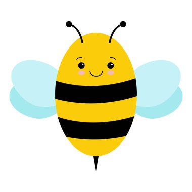 Beyaz arka planda izole edilmiş Vektör Tatlı Arı çizgi filmi. Kawaii illüstrasyonu