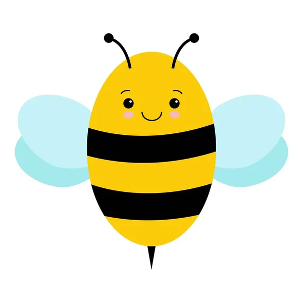 Διάνυσμα χαριτωμένο Cartoon Bee απομονώνονται σε λευκό φόντο. Εικόνα Kawaii — Διανυσματικό Αρχείο