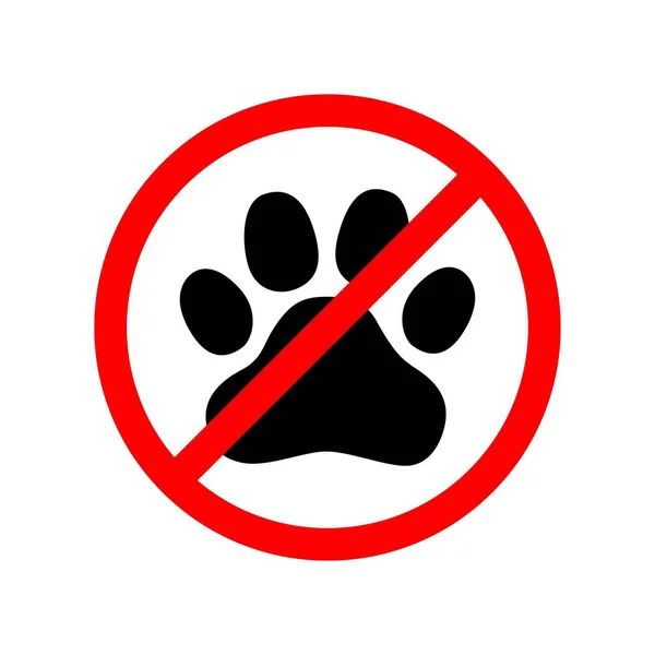 Huisdieren zijn niet toegestaan. Dierlijke pootafdruk. Huisdieren niet toestaan. Verbod op teken voor dieren. — Stockvector