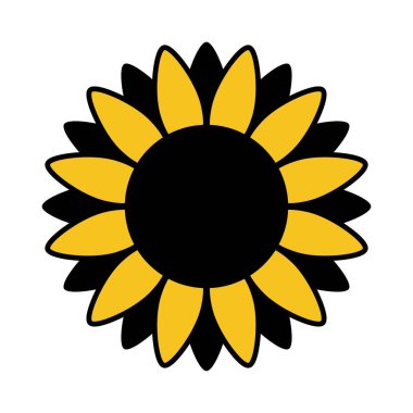 Beyaz arkaplanda izole edilmiş renkli Ayçiçeği vektör simgesi