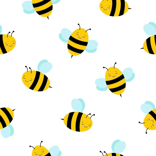 Modello di ripetizione senza soluzione di continuità con simpatico volo Bumble Bees sfondo — Vettoriale Stock