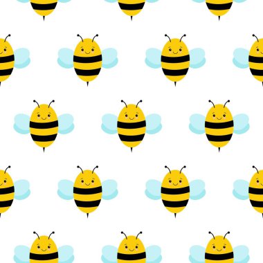 Kawaii arısı kusursuz desen. bal vektörü. arı illüstrasyonu.