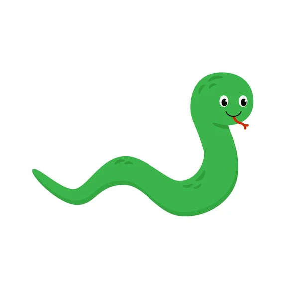 Illustration of cute green snake on a white background — Stock Vector