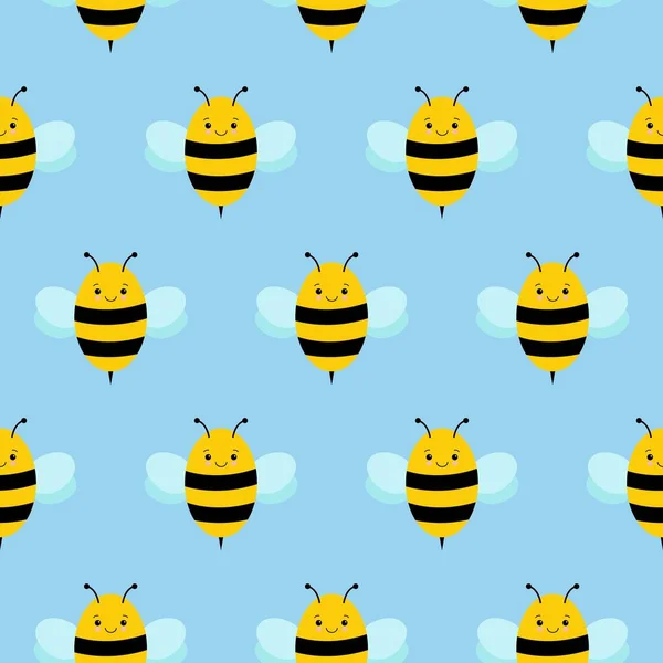 Padrão de repetição sem costura com fundo bonito abelhas voadoras Bumble —  Vetores de Stock