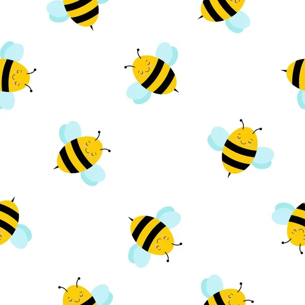 Desenhos animados Honey Bee sem costura fundo padrão. Vetor bonito de abelhas. Padrão sem costura vetorial com fundo de abelha mel. —  Vetores de Stock