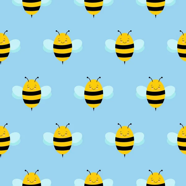 Vektorové hladké grafické minimalistické létání včely vzor, moderní pozadí allover tisk s hmyzem — Stockový vektor