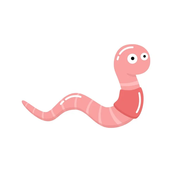 Cartone animato pazzo verme isolato su uno sfondo bianco carino personaggio dei cartoni animati — Vettoriale Stock