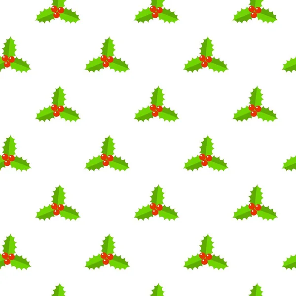 Ягоды Холли бесшовный образец Рождества. Векторная иллюстрация. — стоковый вектор
