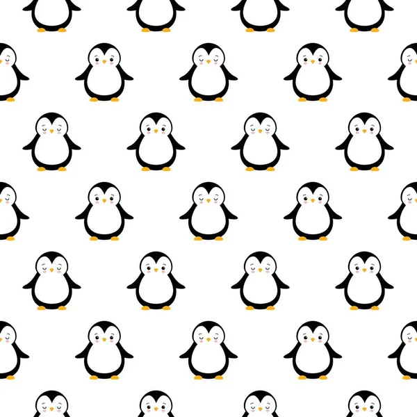 Beyaz arka planda sevimli penguenler olan kusursuz bir arkaplan.