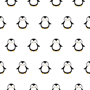 Şirin Penguen Çizgi Filmi Kusursuz Desensiz Arkaplan, Noel Vektörü illüstrasyonu