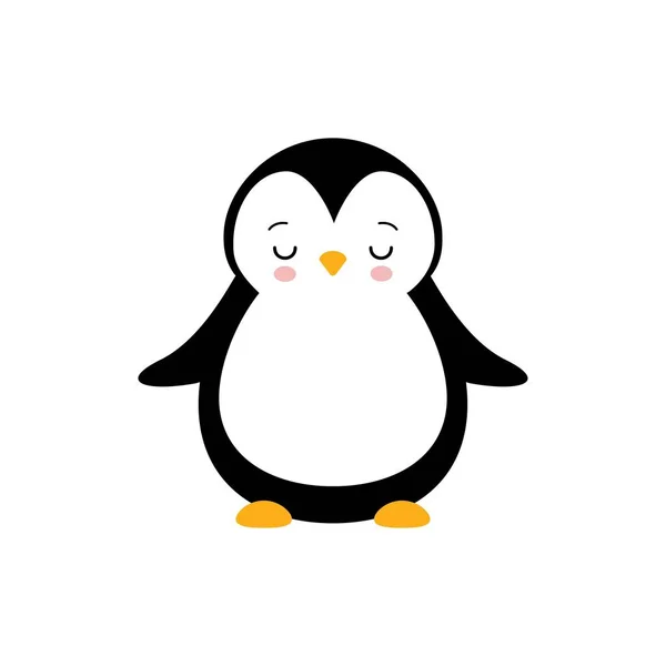 Roztomilý Tučňák Ikona Plochém Stylu Symbol Studené Zimy Antarktický Pták — Stockový vektor