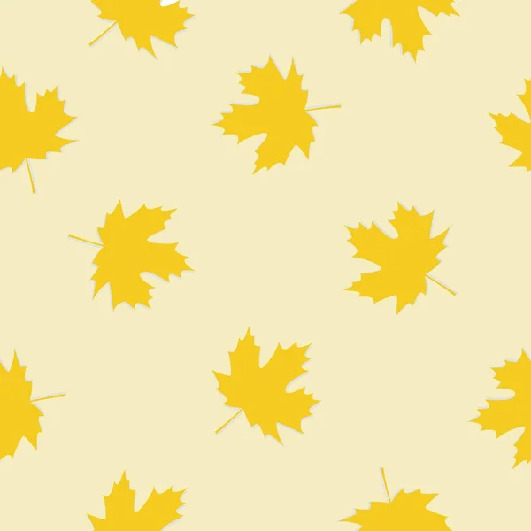 Vektornahtloses Muster mit Herbstblättern auf gelbem Hintergrund. — Stockvektor