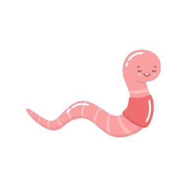 Beyaz arkaplanda şirin Toprak Kırmızı Solucan Karakteri