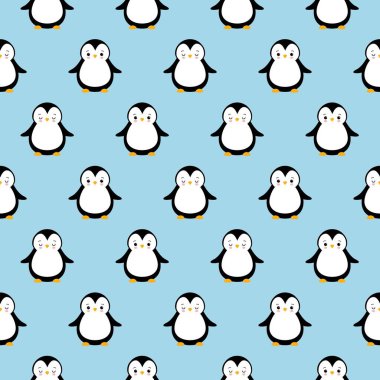 Şirin penguen çizgi filmleriyle vektörsüz desen