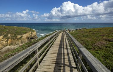 Cantabric sahil yaz peyzaj (katedraller Beach, Lugo, Galiçya, İspanya)