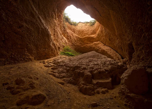 Interiören Grottan Encantada Las Medulas Romersk Guldbrytning Världsarv Unesco Bierzo — Stockfoto