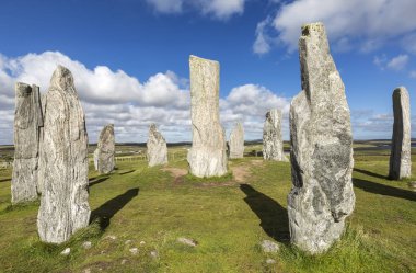 Callanish duran taşlar: Neolitik taş daire içinde Isle of Lewis, İskoçya.