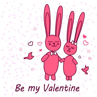 Adatavşanı aşık. Bir tarihte gönül komik tavşan. Tebrik kartı için St Sevgililer günü