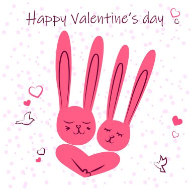 Adatavşanı aşık. Bir tarihte gönül komik tavşan. Tebrik kartı için St Sevgililer günü