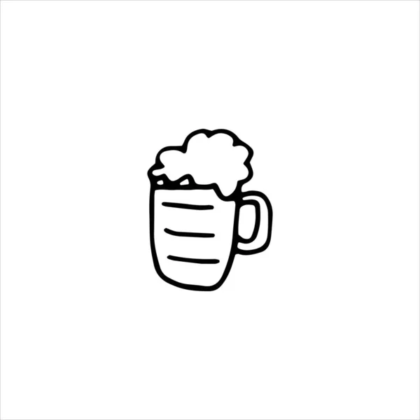 Verre Bière Dessiné Main Illustration Vectorielle Doodle — Image vectorielle