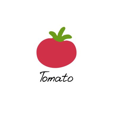 Domates logosu. Parmak izi ve ağ için el yapımı sebze ikonu. El yazısıyla domates. Vektör illüstrasyonu.