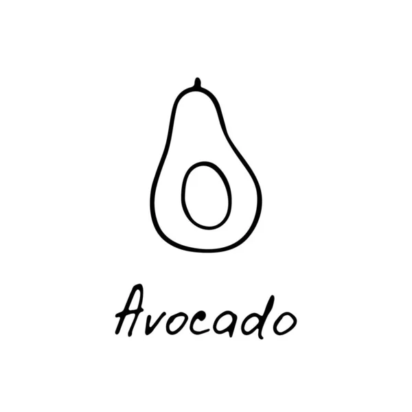 Логотип Авокадо Ручной Рисунок Овощной Иконки Печати Паутины Рукописная Авокадо — стоковый вектор