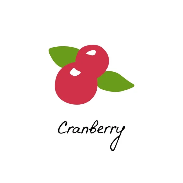 Logotipo Cranberry Desenhado Mão Para Impressão Web Ícone Bagas Inscrição — Vetor de Stock