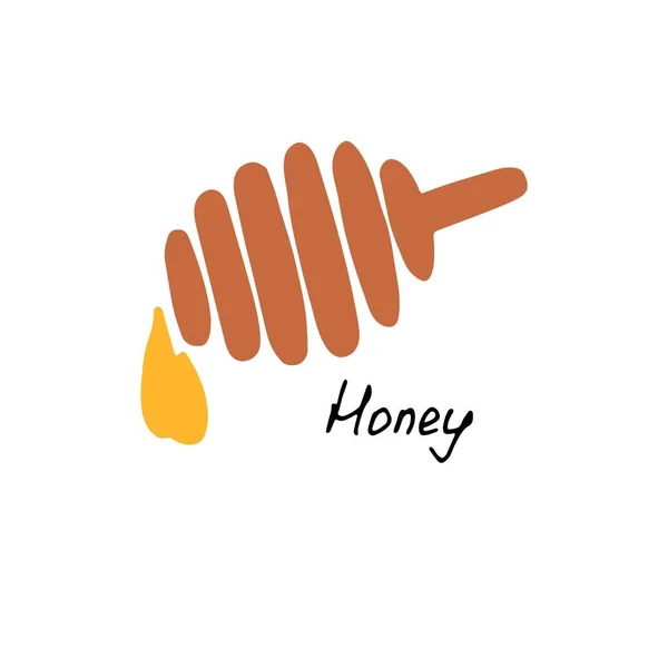 Honey Logo Hand Drawn Icon Hand Written Inscription Vector Illustration — Stock Vector