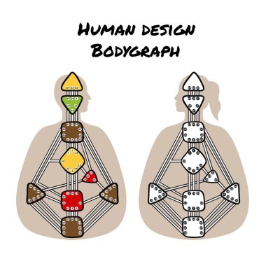 Human design bodygraph chart design. Vector isolated illustration. Nine energy centers clipart