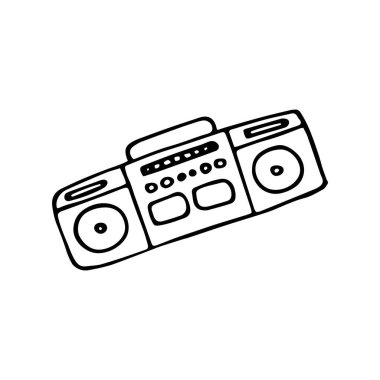 Tek elle çizilmiş kayıt cihazı ikonu. Müzik sembolü. Vektör illüstrasyonu