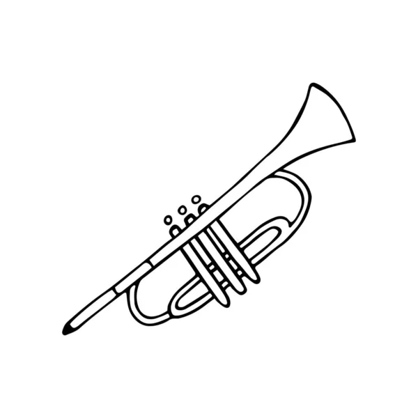 Single Trumpet Icon Wind Instrument Icon Print Digital Hand Drawn — Stock Vector