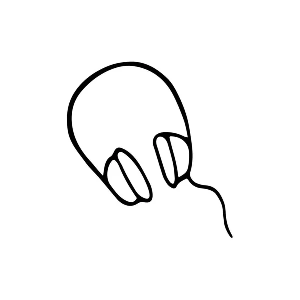 Single Hand Drawn Headphone Icon Musical Symbol Vector Illustration — Stock Vector