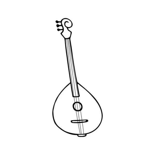 Single Hand Drawn Domra Icon Symbol Musical Instrument Vector Illustration — Stock Vector