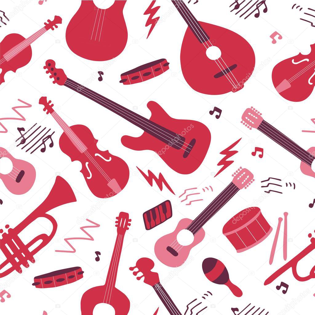 Bright seamless wallpaper. Musical texture for print and digital. Vector graphic