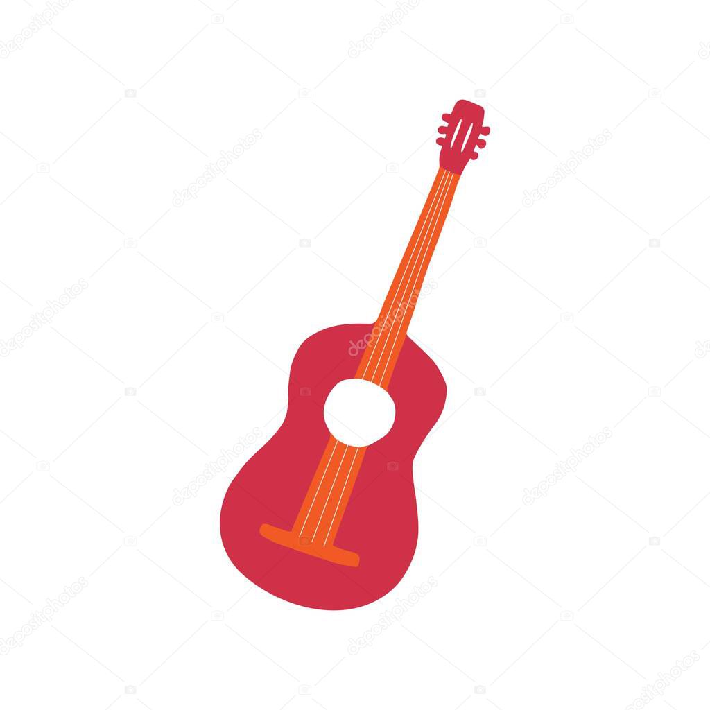 Single hand-drawn guitar icon. Symbol of a musical instrument. Vector illustration