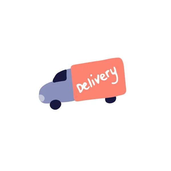 Single Delivery Van Icon Simple Truck Sign Flat Vector Illustration — Stock Vector