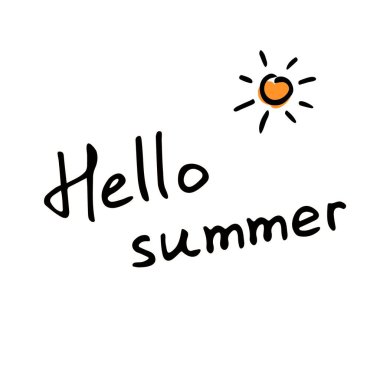 Merhaba yaz yazlığı. El çizimi harfler. Vektör illüstrasyonu