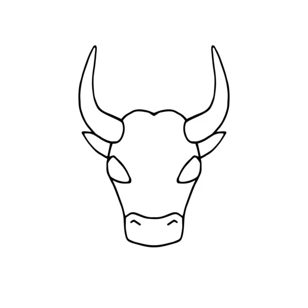 Ícone Bull Logotipo Boi Símbolo Vaca Ilustração Doodle Desenhado Mão — Vetor de Stock