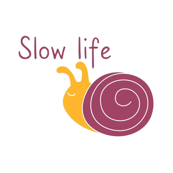 Hand Drawn Poster Snail Phrase Enjoy Slow Life — Stock Vector