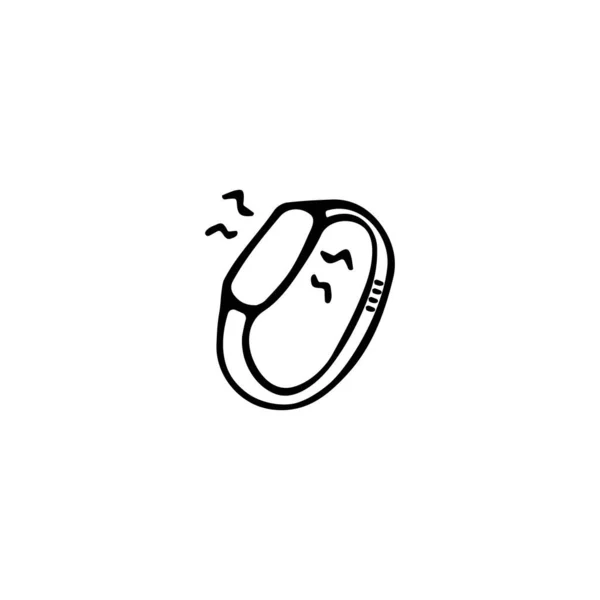 Fitness Bracelet Doodle Smart Watch Hand Drawn Vector Illustration — Stock Vector