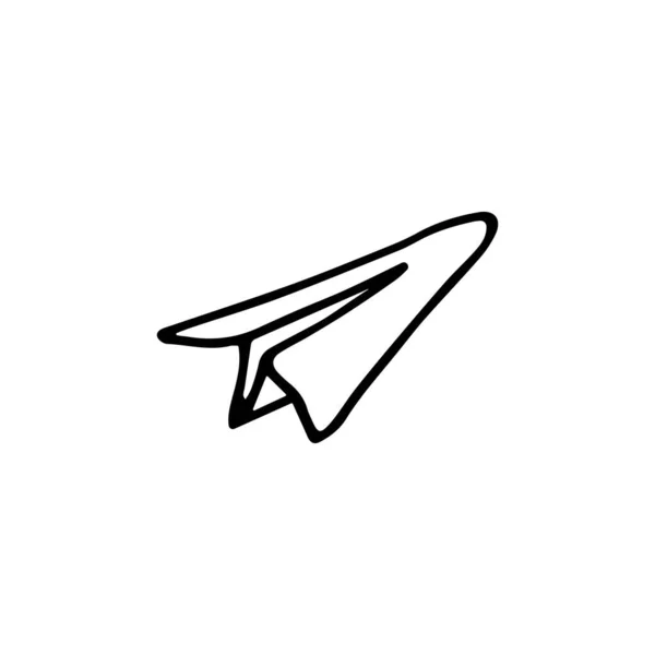Papierflieger Doodle Symbol Isoliert Auf Weiß Handzeichnung Skizze Vektor Illustration — Stockvektor