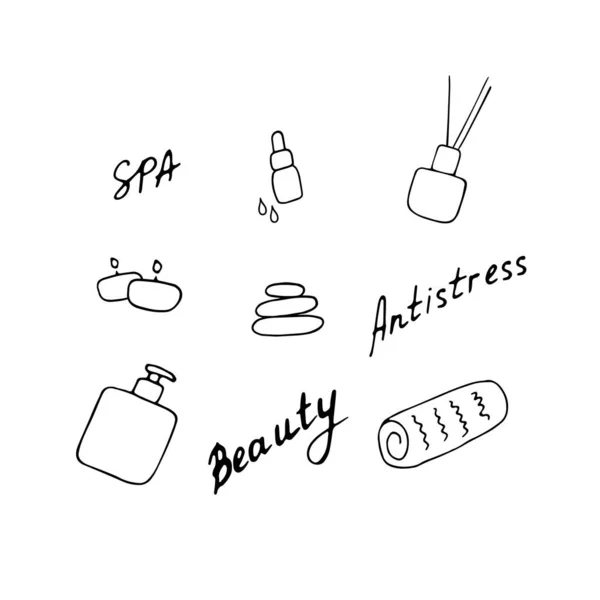 Iconos Salón Spa Concepto Belleza Signos Cuidado Piel Ilustración Vectorial — Archivo Imágenes Vectoriales