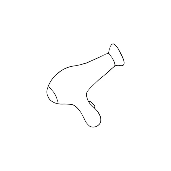 Ícone Linha Secador Cabelo Dispositivo Beleza Doodle Mão Ilustração Desenhada — Vetor de Stock