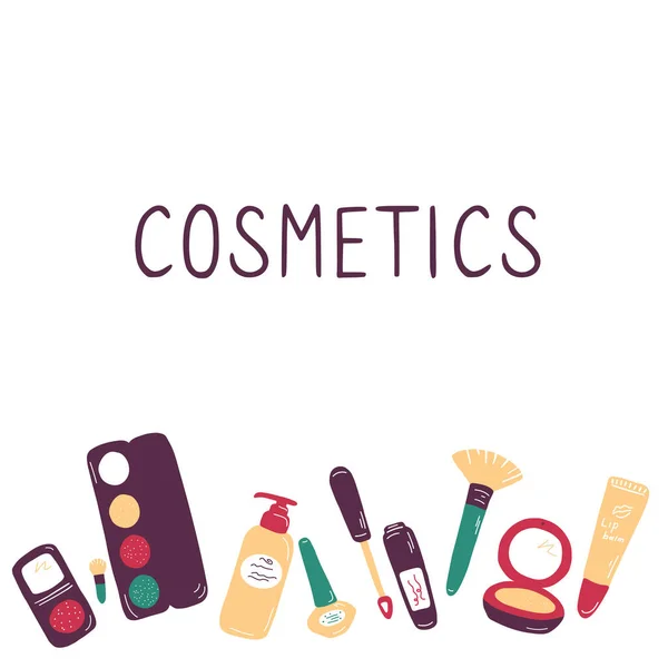 Makeup Artist Beauty Salon Professional Kit Collection Beauty Sketch Background — Stock Vector
