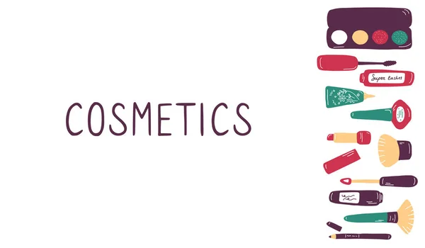 Ensemble Symboles Maquillage Beauté Collection Féminine Différents Produits Accessoires Pour — Image vectorielle