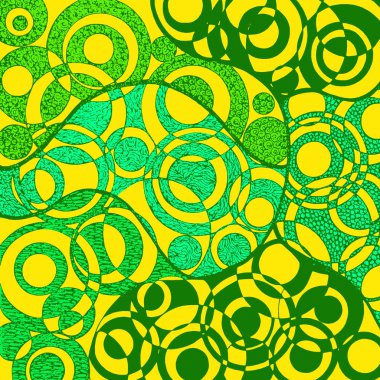 Yeşil daireler sarı bir arka plan üzerinde çizim grafik