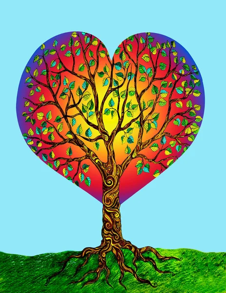 Drawing - a decorative tree in the shape of a heart
