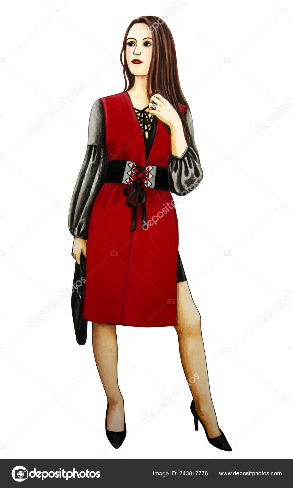 red dress with black belt