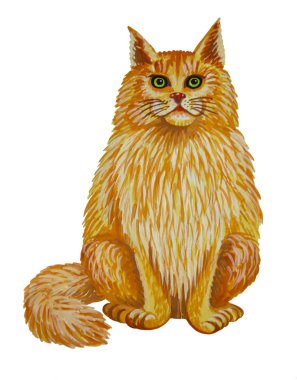 Kırmızı kedi - suluboya resim çizme