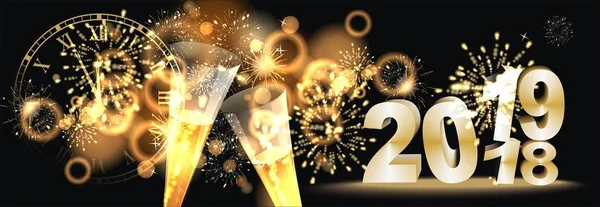 Happy New Year Background Golden Fireworks — Stock Photo, Image